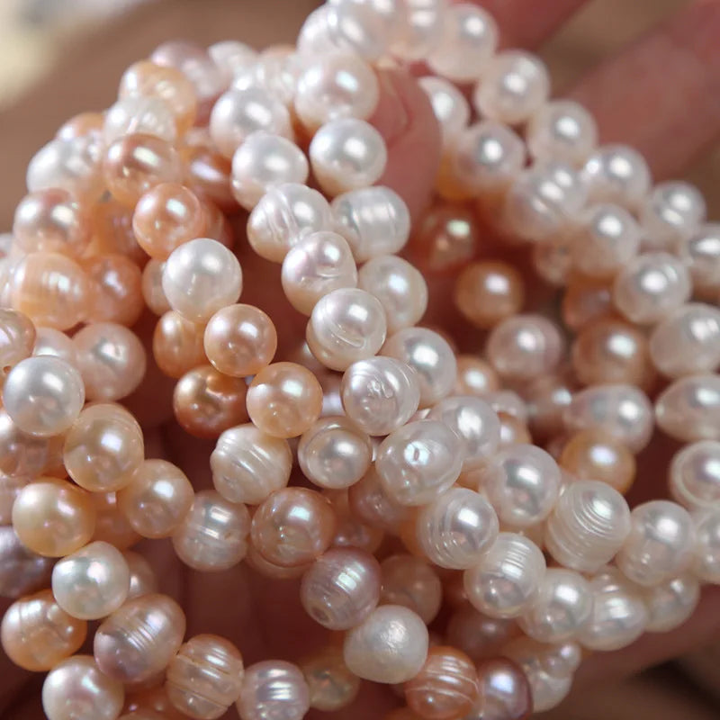 Wholesale Natural Freshwater Pearl Bead 8 mm 9mm Elastic Stretch Pure Handmade Bracelet Jewelry Ins