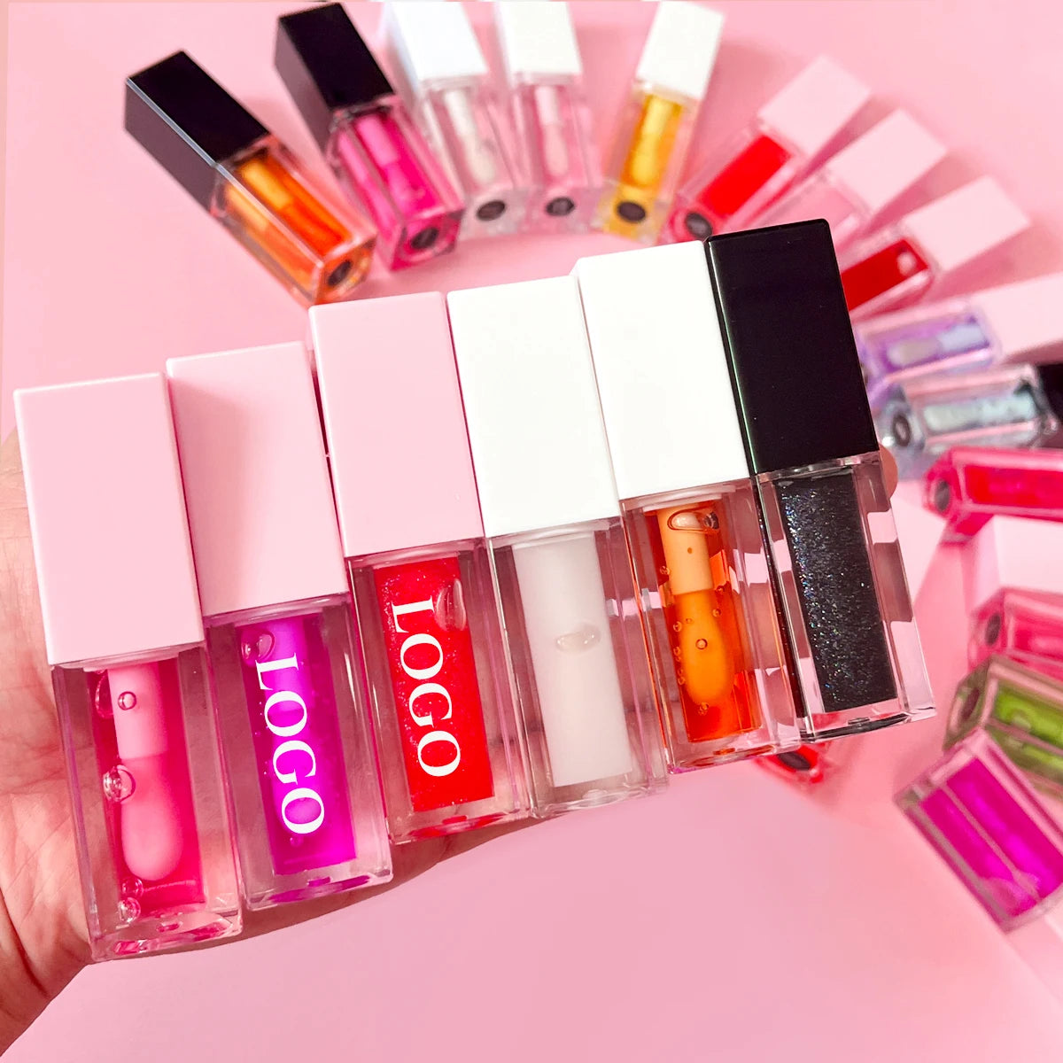 Custom logo Private Label Tinted pink Lip Oil Vegan Lip Gloss Flavouring Lip Oil