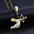 Dropshipping Bling Rapper's Jewelry 925 Sterling Silver Full VVS Moissanite Angel Cupid Arrow Eros Pendant Necklace