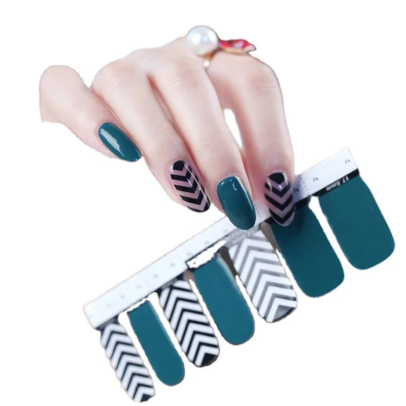 2026 Beauty Nail Wraps Kit Eco-friendly Manicure DIY 14/16Strips Nail Art 2d/3d Glitter