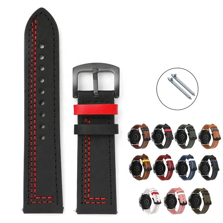 Luxury Genuine Leather Adjustable Watch Band Strap for for Samsung Galaxy Watch 4/5 Active 2/3 22mm Waterproof & Breathable