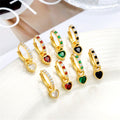 FUAMAY Trendy Gold Plated Silver 925 Small 5mm Heart Cut Hoop Earrings for Women in White Red Black Green
