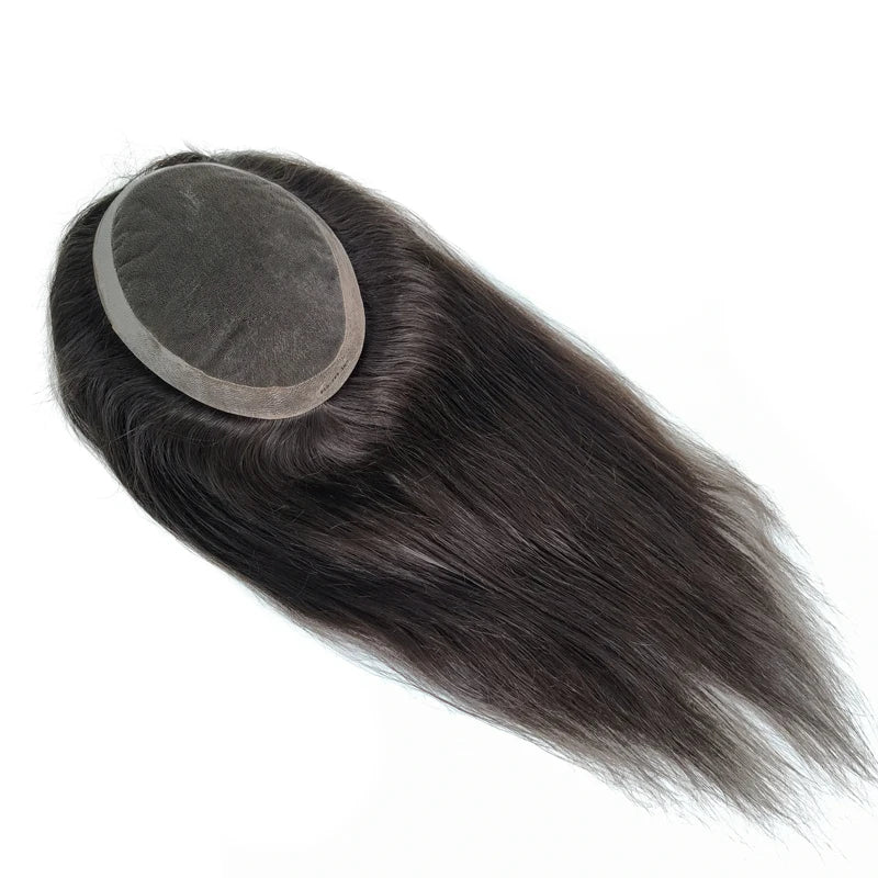 Indian Remy Hair 14 16 18 20 Inch Swiss Lace Natural Human Hair Female Topper for Women With Thin Skin PU Around