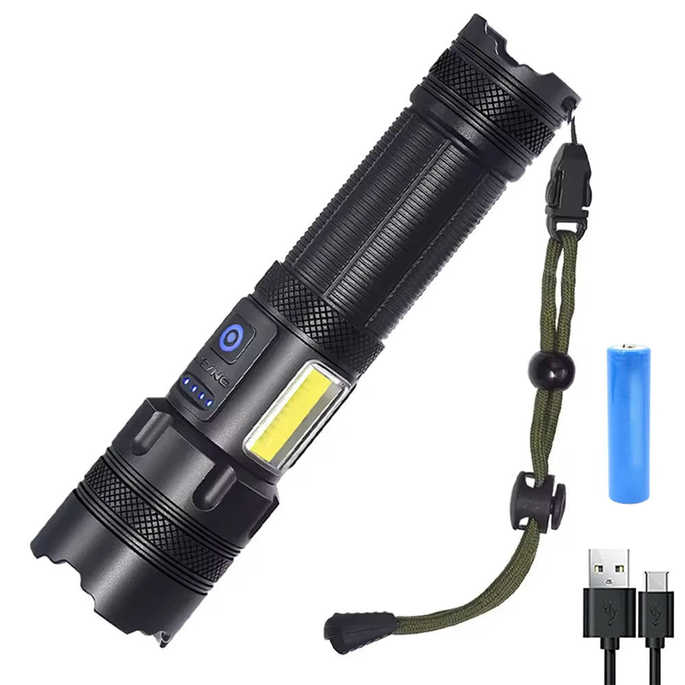 Hot Sale Super Bright 7800 Lumens 7 Lighting Modes Aluminum Alloy Xhp160 Hand Flashlight IP65 Waterproof USB Rechargeable Led