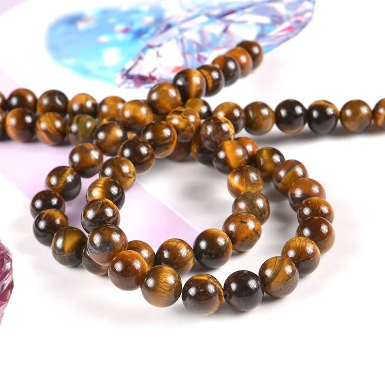 Round Semi-Precious Tiger Eye Agate Stone Gemstone Beads for Jewelry Making Gemstones Loose Bead