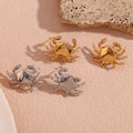 Dreamshow Dainty Crab Stud Earrings for Women Waterproof Jewelry Gold Plated Christmas Earrings