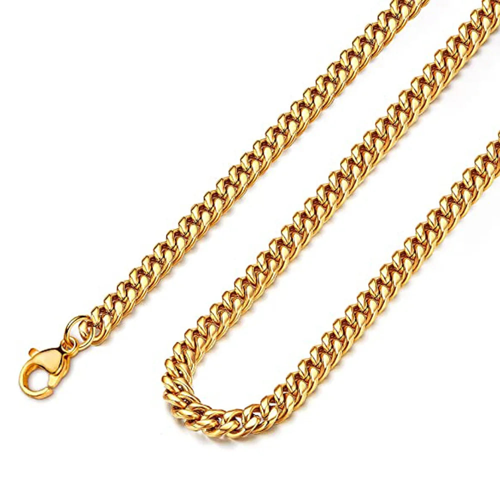 No Fade Jewelry Mens Cuban Chain Stainless Steel Thin Miami Cuban Link Chain Necklace Jewelry High Quality Necklace Custom Size