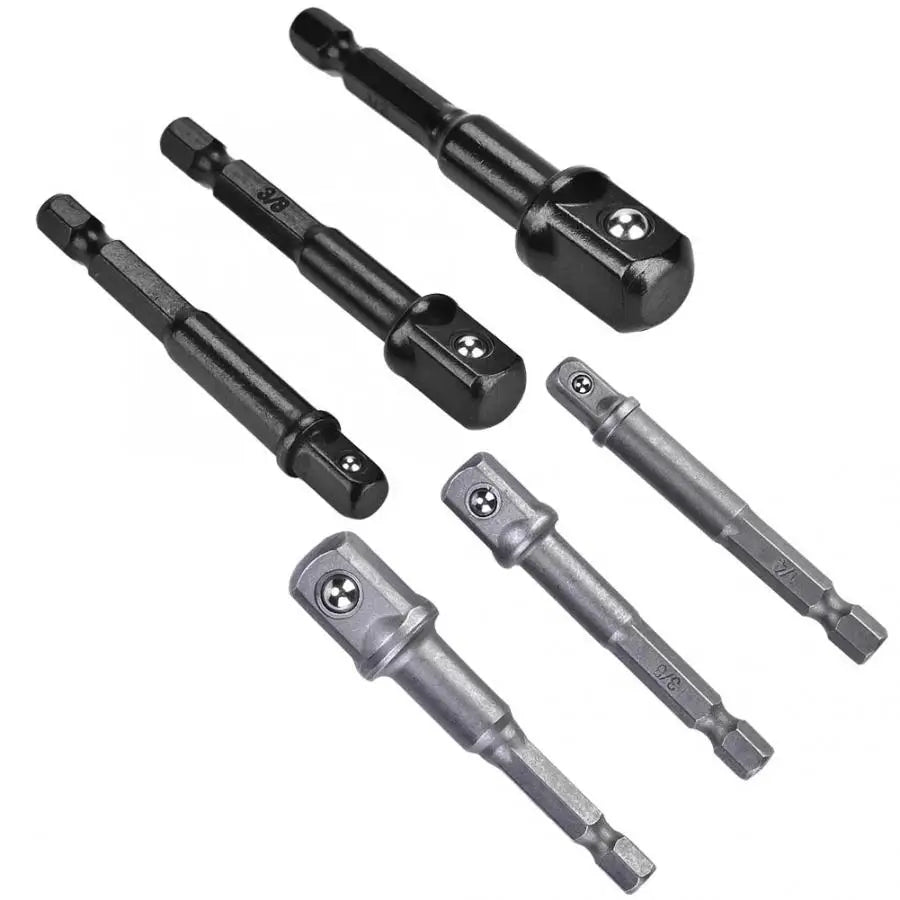 Key Type Drill Chunk 3Pcs Socket Adapter 1/4 Hex Shank to 1/4 3/81/2 Square Head Drill Bit Driver