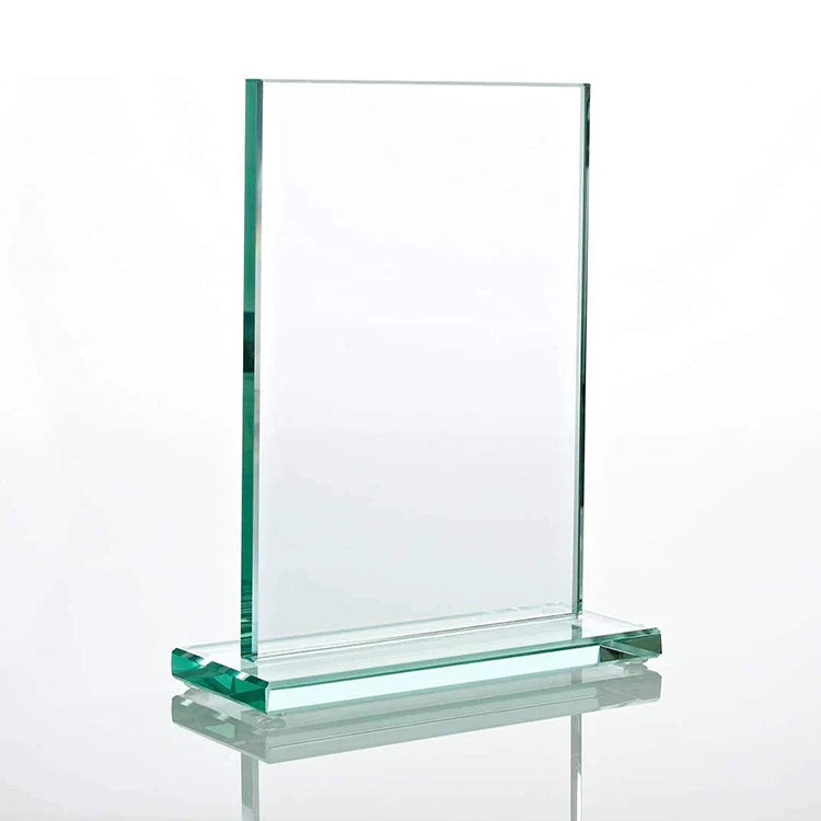 Pujiang Factory Sale Cube clear Crystal Glass Trophy Plaques Custom Laser Engraved logo Glass Award Trophies for Business Gift