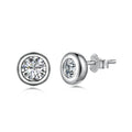 Dylam Classic Design 925 Sterling Silver Rhodium Plated Circle Shape 5A Cubic Zirconia Stud Earrings for Women Bridal Jewelry