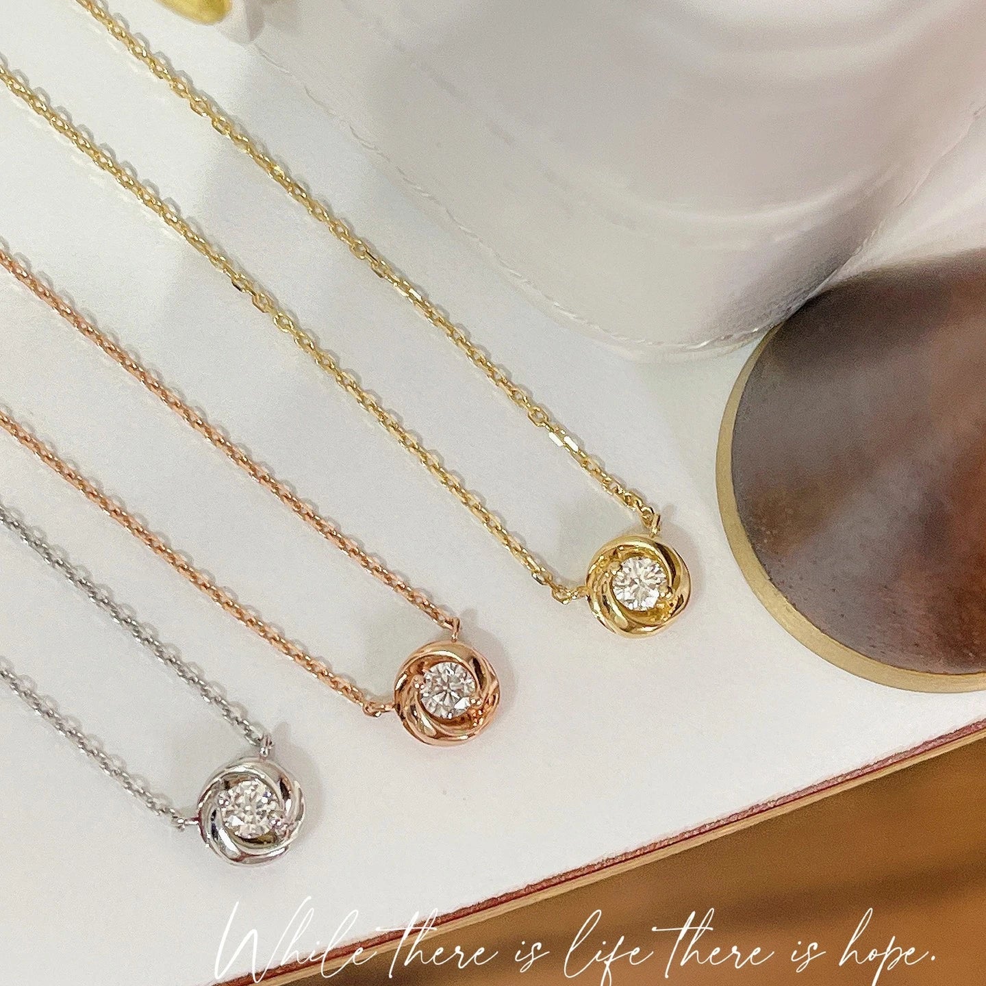 18k Real Gold Natural Diamond Brilliant Cut 0.1ct Trendy Wedding Geometric Anniversary Eternity Necklace Jewelry Chain Wholesale