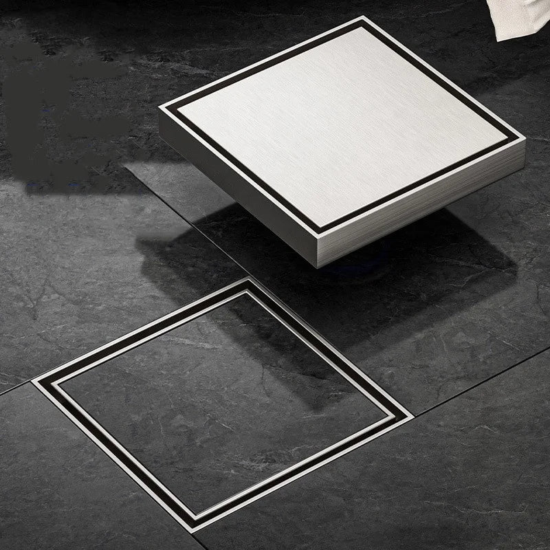 2-in-1 4 Inch Square 304 Stainless Steel Shower Kitchen Floor Drain Tiled Insert Grate Strainer Bathroom Hotel Waste Management