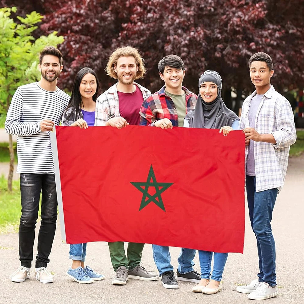 Custom Morocco Moroccan Flag Football Team Flags Fan Body Flag Morocco Players Waving Flags at a Football Match