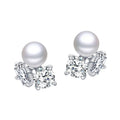 Shell Pearl Earrings Jewelry 925 Sterling Silver Fashion Bling Diamond Pearl Stud Earrings for Women