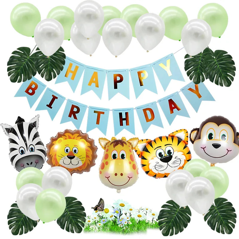 Jungle Party Animal Foil Balloons Zoo Animal Jungle Theme Birthday Party Decoration Kids Birthday Balloons Party Decor