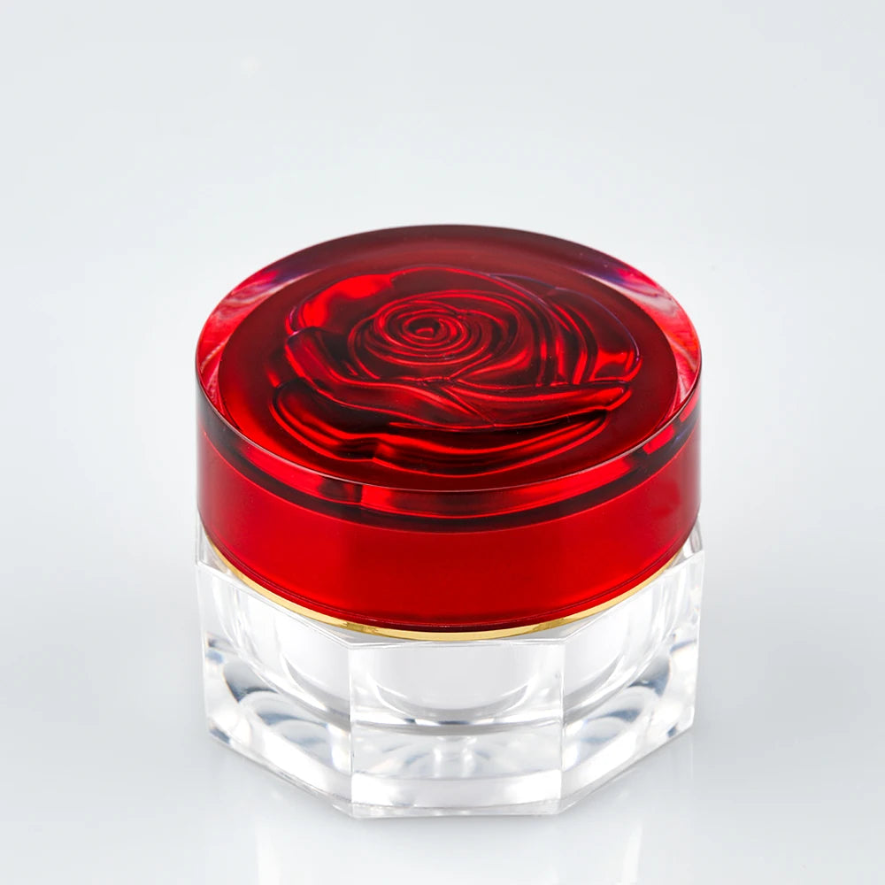 In Stock Luxury Rose 30g Clear Cosmetic Packaging Acrylic Cream Jar with PP Plastic Red Rose Lid