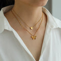 Steel Multilayer Thin Link Chain Heart Butterfly Necklace Golden Newest Stainless Steel Gold Plated Pendant Necklaces As Picture