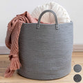 Premium Cotton Rope Basket for Blankets Living Room Woven Laundry Basket Grey Basket