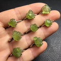 925 Sterling Silver Healing Crystal Jewelry Natural Peridot Raw Stone Ring for Balancing the Energy of the Heart Chakra