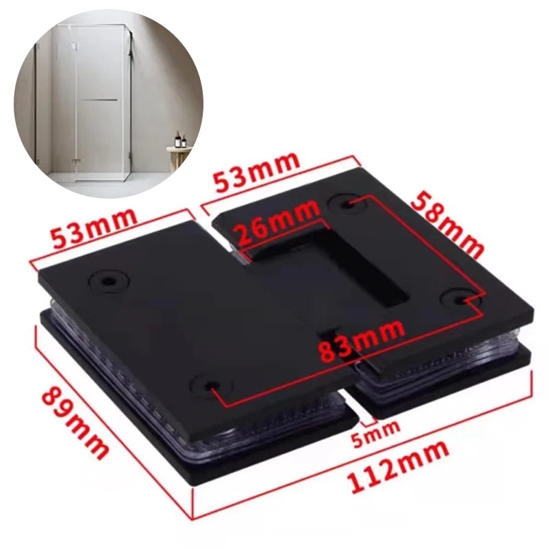 304 Stainless Steel Shower Door Hinge Heavy Duty Glass Door Hinge Adjustable Bathroom Shower Room Swing Hinge for Tempered Glass