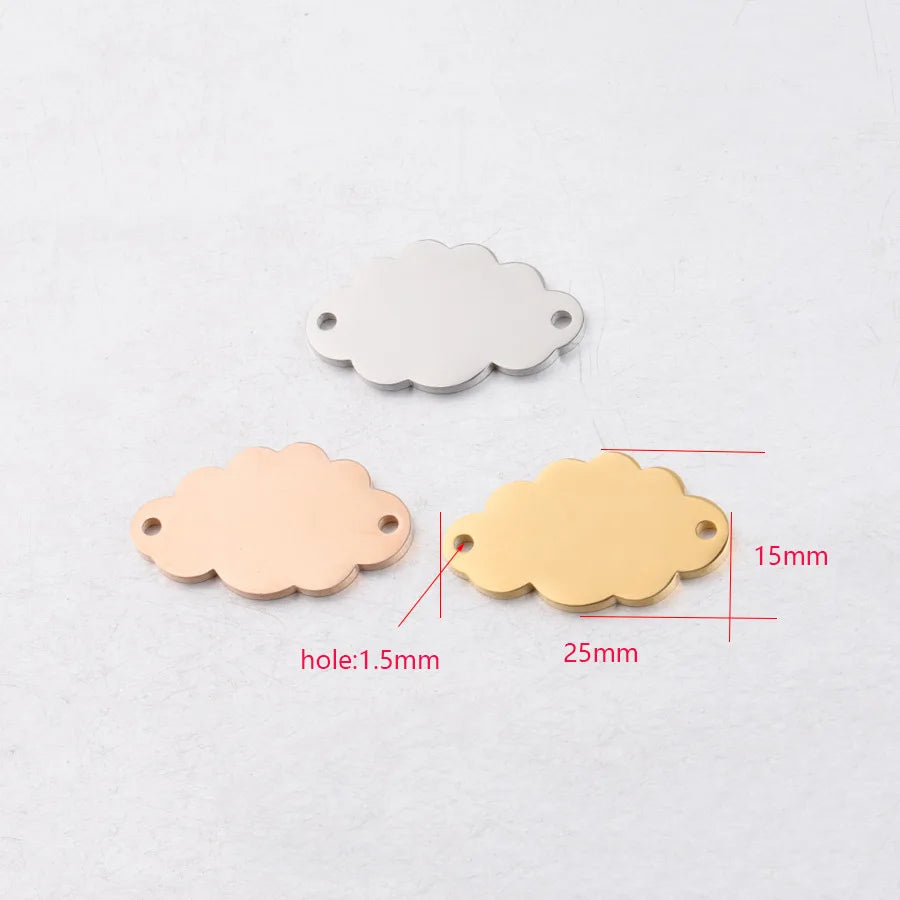 15*25mm Fashion Jewelry Wholesale Women Accessories Cloud Jewelry Double Holes High Diy Logo Charms for Bracelet and Necklace