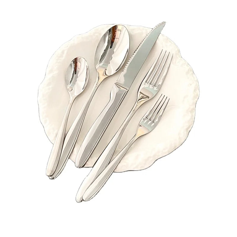 Hot Sale New Steak Knife Spoon Fork Silverware Cutlery Set 304 Stainless Steel Restaurant Cutlery Set