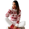 2022 Hot Sale New Christmas Printed Long Sleeve Warm Knitted Sweater Women's Round Neck Pullover Sweater