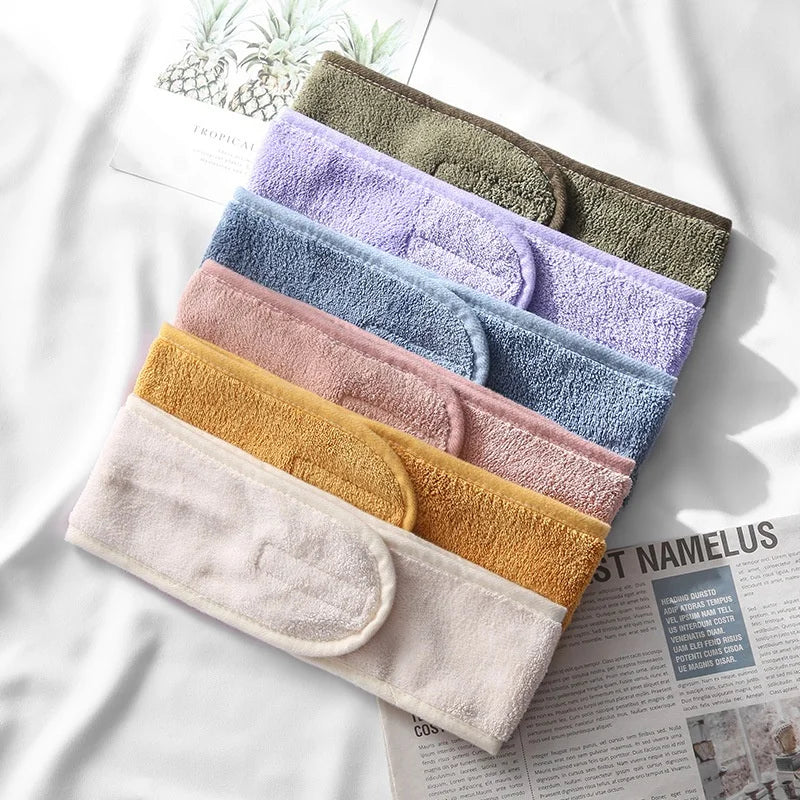 Women's Non-slip Adjustable Terry Cloth Facial Headband for Spa Makeup Shower Use-Breathable & Absorbent