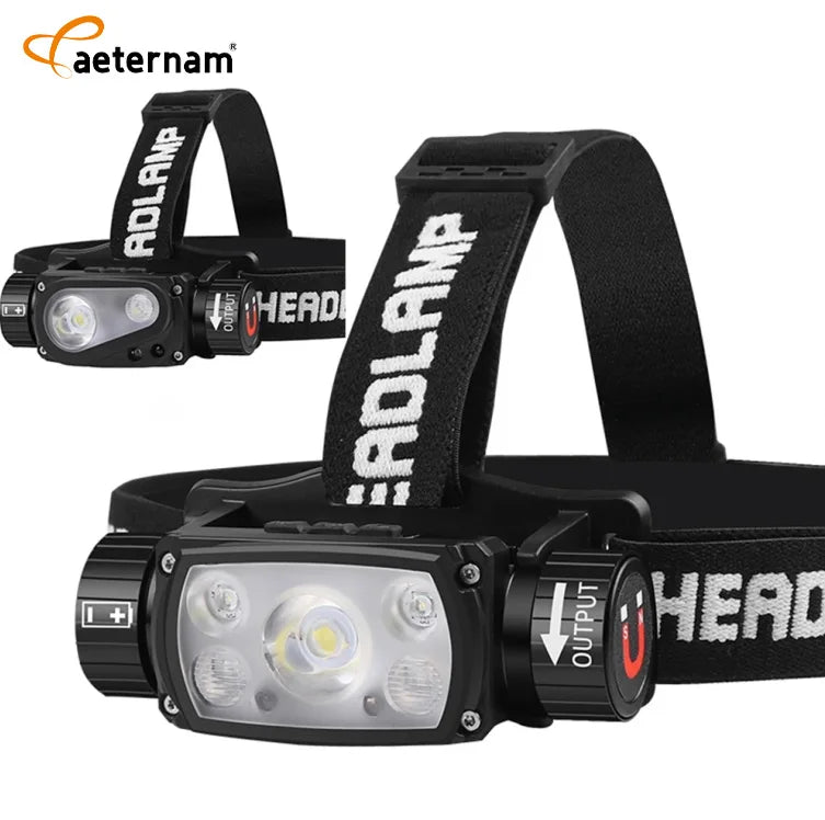 Running Hiking Camping Outdoor 18650 Battery Rechargeable Type-C Waterproof P50 Portable Sensor Led Torch Flashlight Headlamp