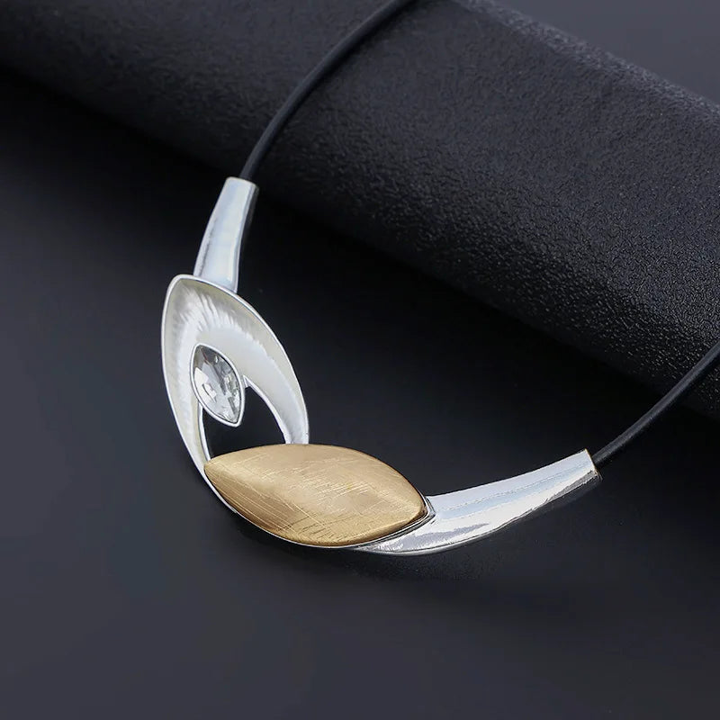 TongLing Necklace Women's Fashion Jewelry Necklace Irregular Pendant Leather Collar Christmas Gift