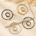 Fashion Not Fade Stainless Steel Ring Pearl Bracelet Stainless Steel Jewelry Set Ring Bangle for Women