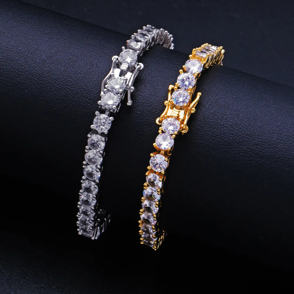 Brass Tennis Bracelet AAA CZ 3mm 4mm 5mm 1 Row Cubic Zirconia Gold Silver Color Bracelet for Men Women Iced Out Hip Hop Jewelry