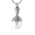 Keepsake Ashes Locket Pendant with Silver& Gold Color Crystal Flower Hold Big Pearl Cremation Urn Necklace Stainless Steel Wome