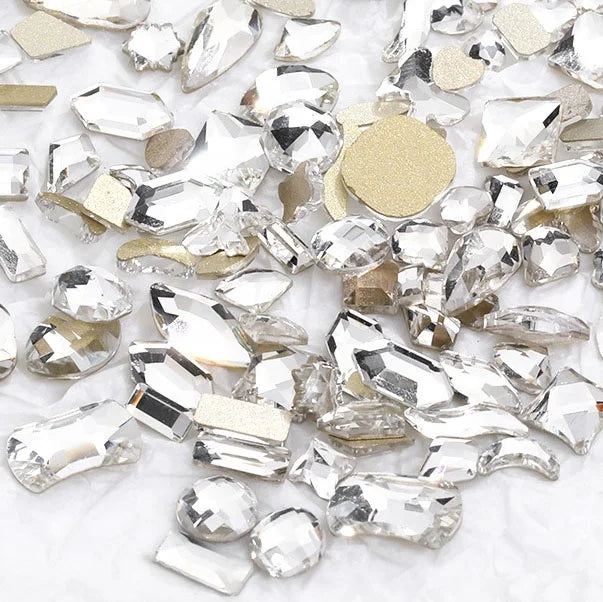 White  Flat Shaped Glass Rhinestones Nail Art Rhinestone for Nail 100pcs/bag