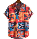 Fashion Men Hawaiian Shirt Short Sleeve Streetwear Print Cotton Linen Patchwork Summer Blouse Man Beach Shirt