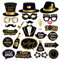 Huancai Happy New Year Party Supplies 25 PCS Photo Booth Props with Sticks Hello 2026 Party Props Kit for New Year Decorations