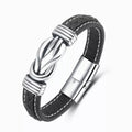 Cross Border Hot Selling Men's Leather Bracelet Punk Steel Titanium Bracelet