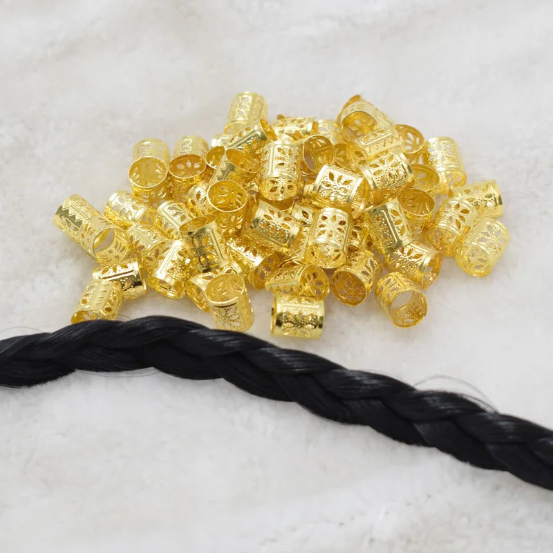 1000Pcs Gold Silver Mix 10/8mm Hair Braid Dread Dreadlock Beads 8MM Hole Adjustable Cuff Clip 8mm Hole Clip Hair Styling Diy