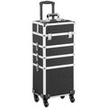 4 in 1 Open Lady Professional Rolling Aluminum & ABS Trolley Makeup Case Organizer