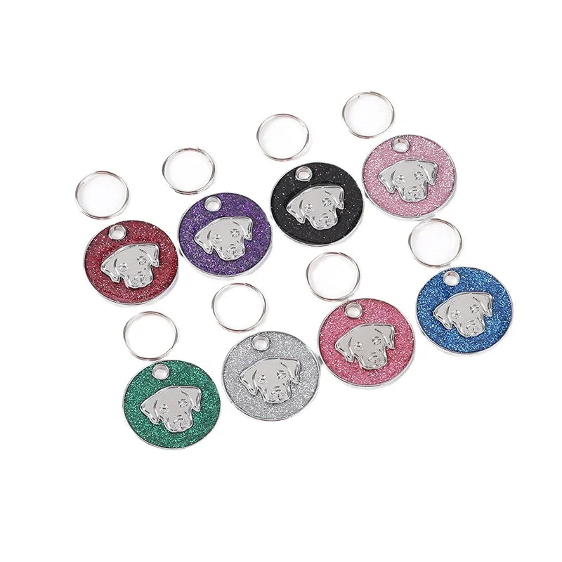Accessories Colorful Bling Enamel Engraved Dog Head Pattern Charms Tags Pendant Pet Jewelry Gift