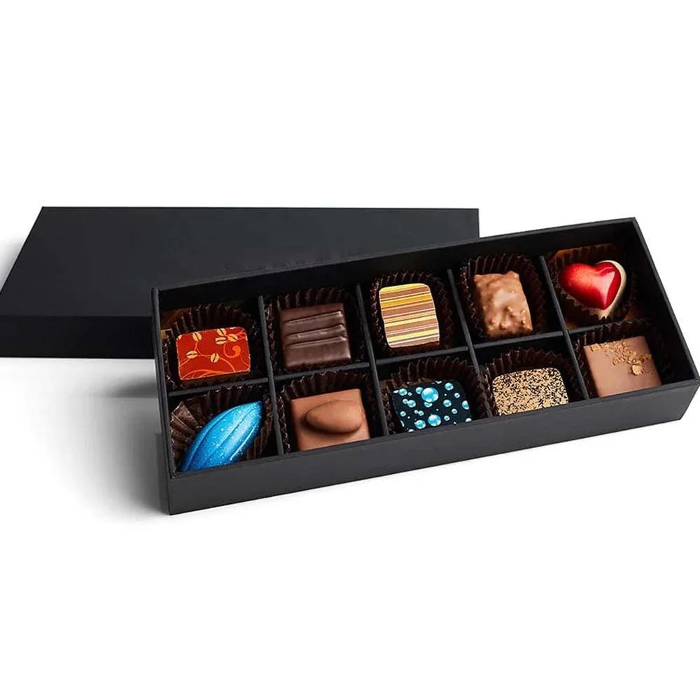 Personalized Black Chocolate Bonbon Packaging Box Embossing Matt Lamination Golden Supplier's Small Christmas Chocolate Gift Box