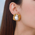 New Arrival Ins Popular Colourful Inlaid Luxury Earring Stainless Steel PVD Gold Plated Dainty Earrings