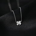 Hot Sale Fashion Pure 925 Sterling Silver Zircon Lucky Four Leaf Clover Pendant Necklace for Women Girls Jewelry