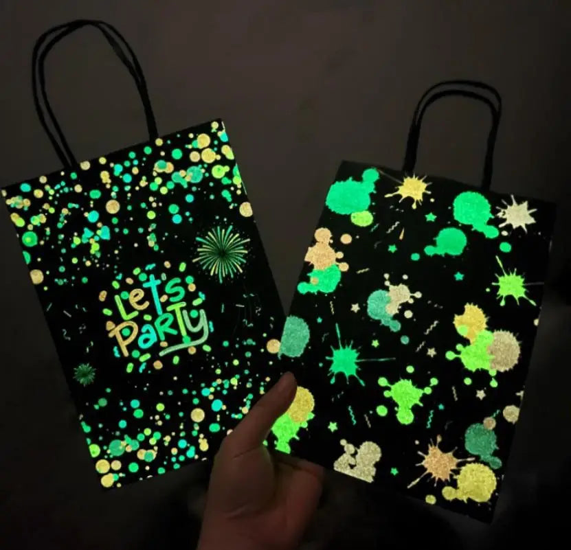 Neon Gift Bags Glow in the Dark Creative Unique Party Favor Treat Candy  Paper Handle Bag for Birthday Decoration Supplies