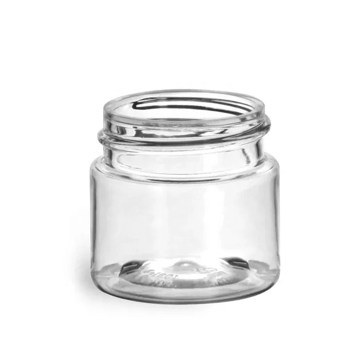 1 oz Clear PET Straight Sided Jars with Black Smooth Lined Plastic Dome Caps