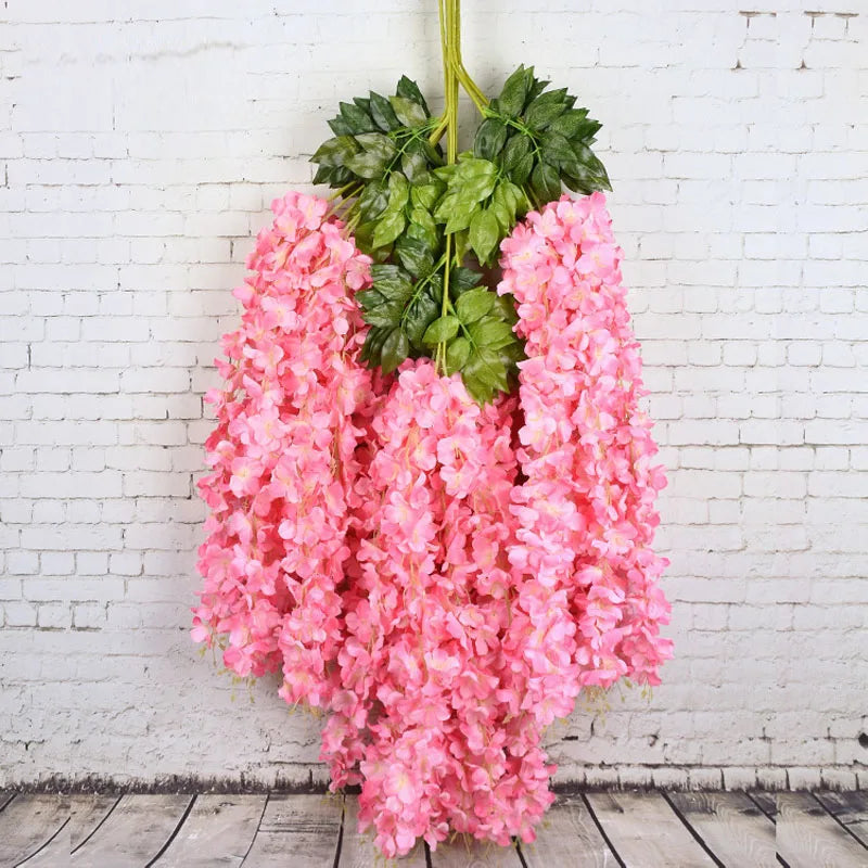 Best Seller Plants Flower Wedding Ceiling Flower Decorative Flowers Silk Vine Strip Garland Artificial Wisteria Hanging Flowers