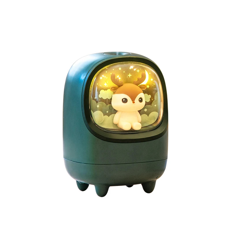 Healing Design Adorable Pet Capsule Portable Ultrasonic Air Humidifier 200ml Wireless Battery Car Use Warm Night Light Home