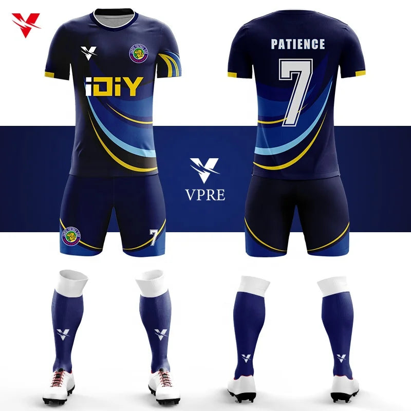 Wholesale Custom 100% Polyester Adults Football Jersey Shirts Mens Soccer Uniform Jersey Shirt Youth Football Kit X751