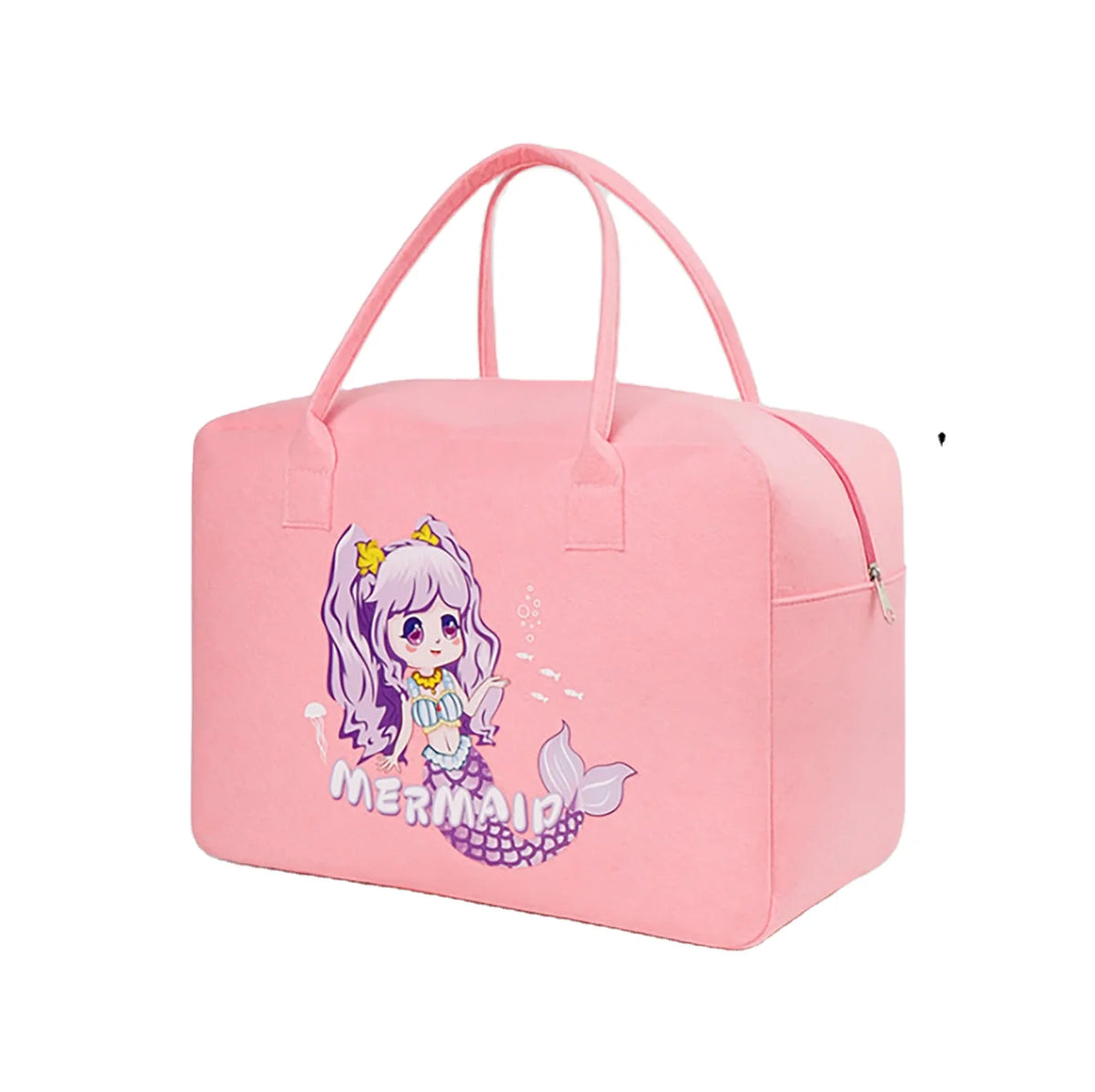 High-capacity Carry Metal Zipper of Felt Cloth Travel Storage Bag Easy to Travel Multiple Patterns Colorful Travel Bag