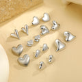 Korean Heart Stud Series Fine Stainless Steel Jewelry Earrings Women Plain Silver Hearts No Fading Earrings Jewelry Manufacturer